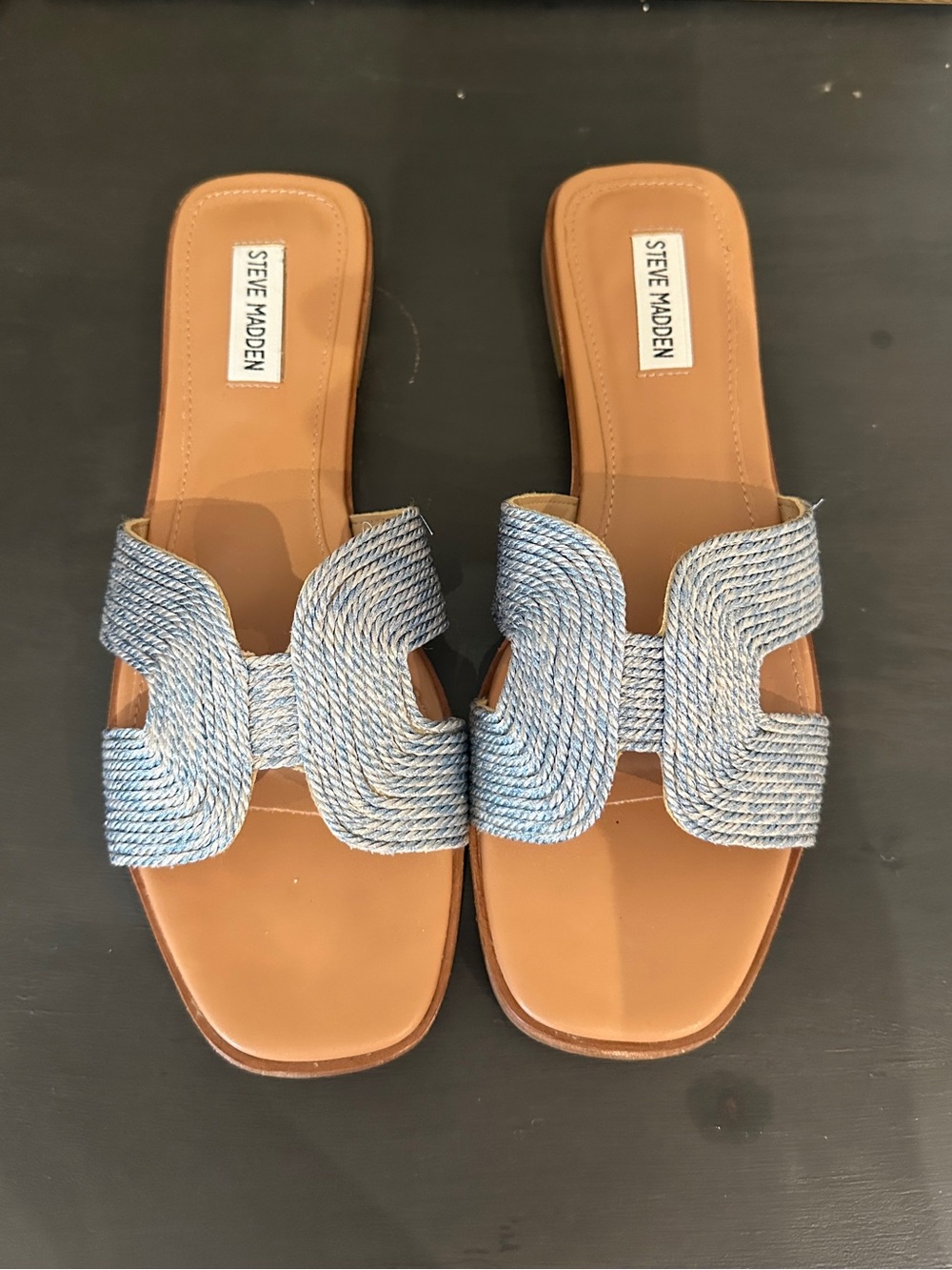Steve Madden 10 Hadyn Light Blue Braided Slide Sandals Coastal Summer Preppy